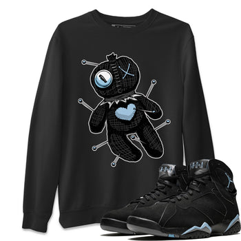 Air Jordan 7 Chambray unique Halloween sneaker tee Linen Voodoo Doll Sneaker Tees Jordan 7 Chambray Sneaker Release Tees Unisex Shirts Black 1