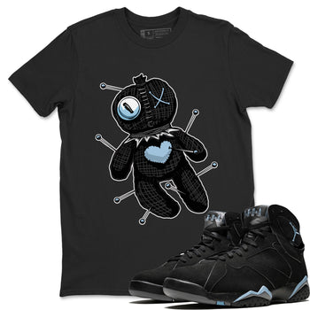 Air Jordan 7 Chambray unique Halloween sneaker tee Linen Voodoo Doll Sneaker Tees Jordan 7 Chambray Sneaker Release Tees Unisex Shirts Black 1