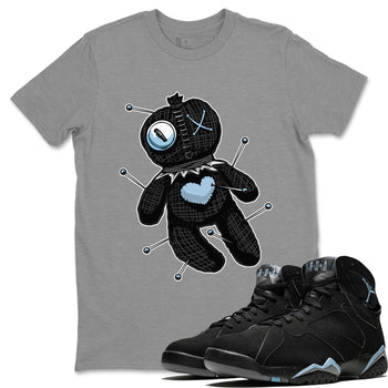 Air Jordan 7 Chambray unique Halloween sneaker tee Linen Voodoo Doll Sneaker Tees Jordan 7 Chambray Sneaker Release Tees Unisex Shirts Heather Grey 1