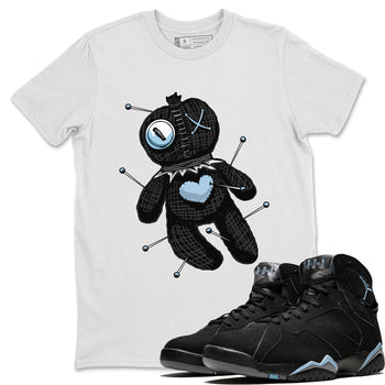 Air Jordan 7 Chambray unique Halloween sneaker tee Linen Voodoo Doll Sneaker Tees Jordan 7 Chambray Sneaker Release Tees Unisex Shirts White 1