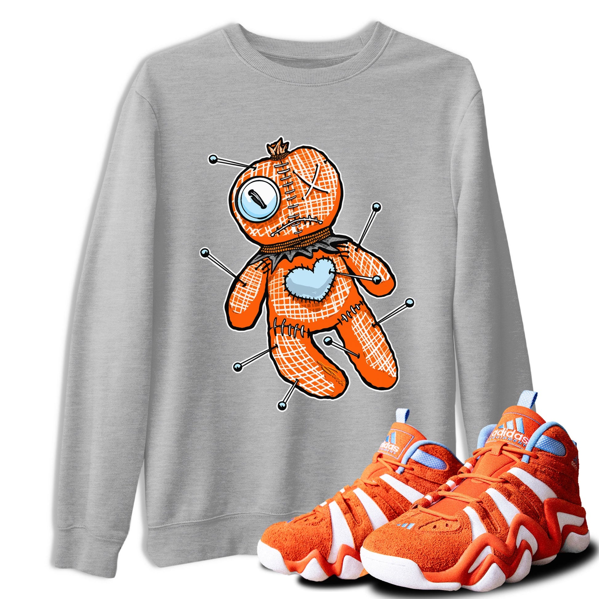 Adidas Crazy 8 Team Orange shirt to match jordans Linen Voodoo Doll sneaker tees Crazy 8 Team Orange SNRT Sneaker Release Tees Crew Neck T-ShirtUnisex Heather Grey 1 T-Shirt
