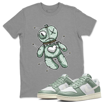 Dunk Mica Green unique Halloween sneaker tee Linen Voodoo Doll Sneaker Tees Dunk Low Mica Green Sneaker Release Tees Unisex Shirts Heather Grey 1