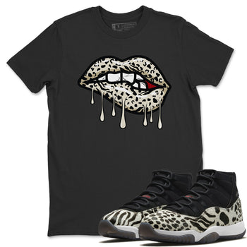 Jordan 11 Animal Instinct Sneaker Match Tees Lips Bite Sneaker Tees Jordan 11 Animal Instinct Sneaker Release Tees Unisex Shirts