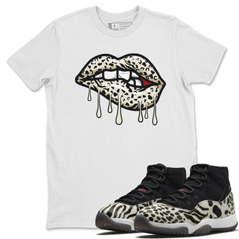 Jordan 11 Animal Instinct Sneaker Match Tees Lips Bite Sneaker Tees Jordan 11 Animal Instinct Sneaker Release Tees Unisex Shirts