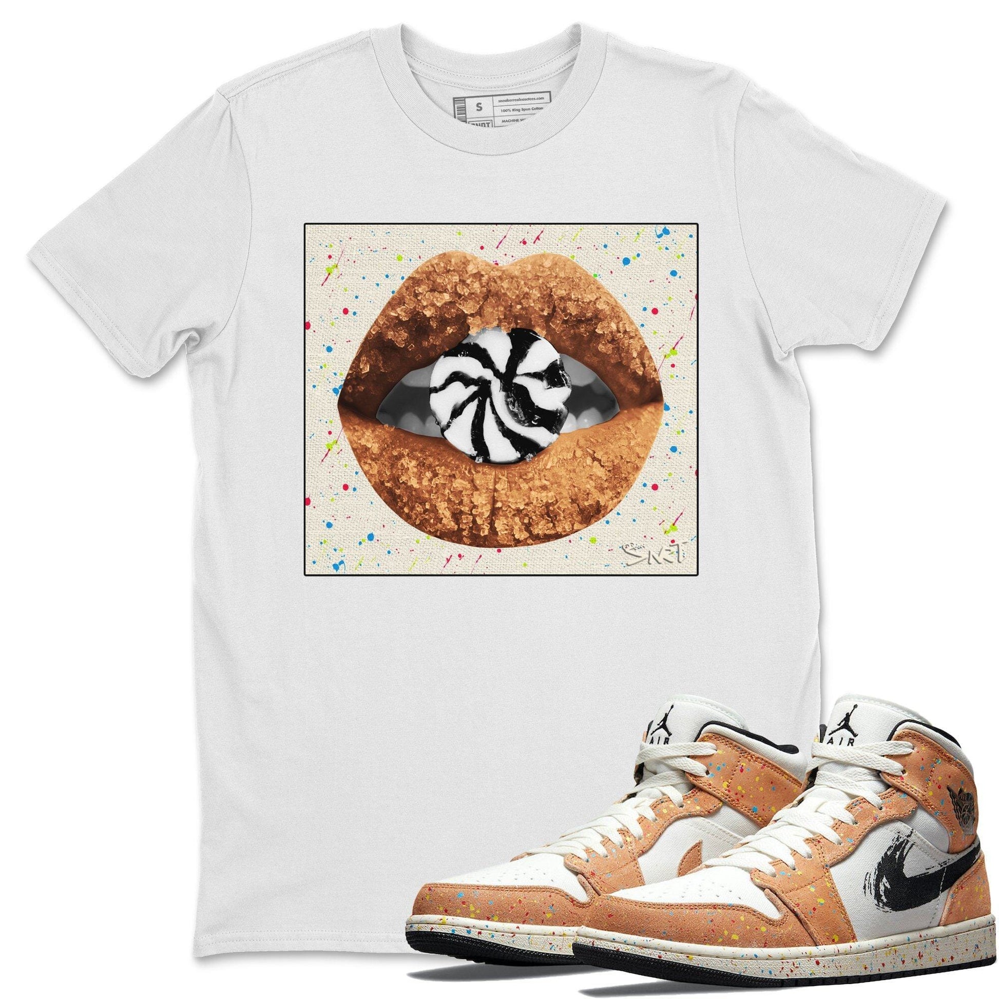 Jordan 1 Brushstroke Sneaker Match Tees Lips Candy Sneaker Tees Jordan 1 Brushstroke Sneaker Release Tees Unisex Shirts