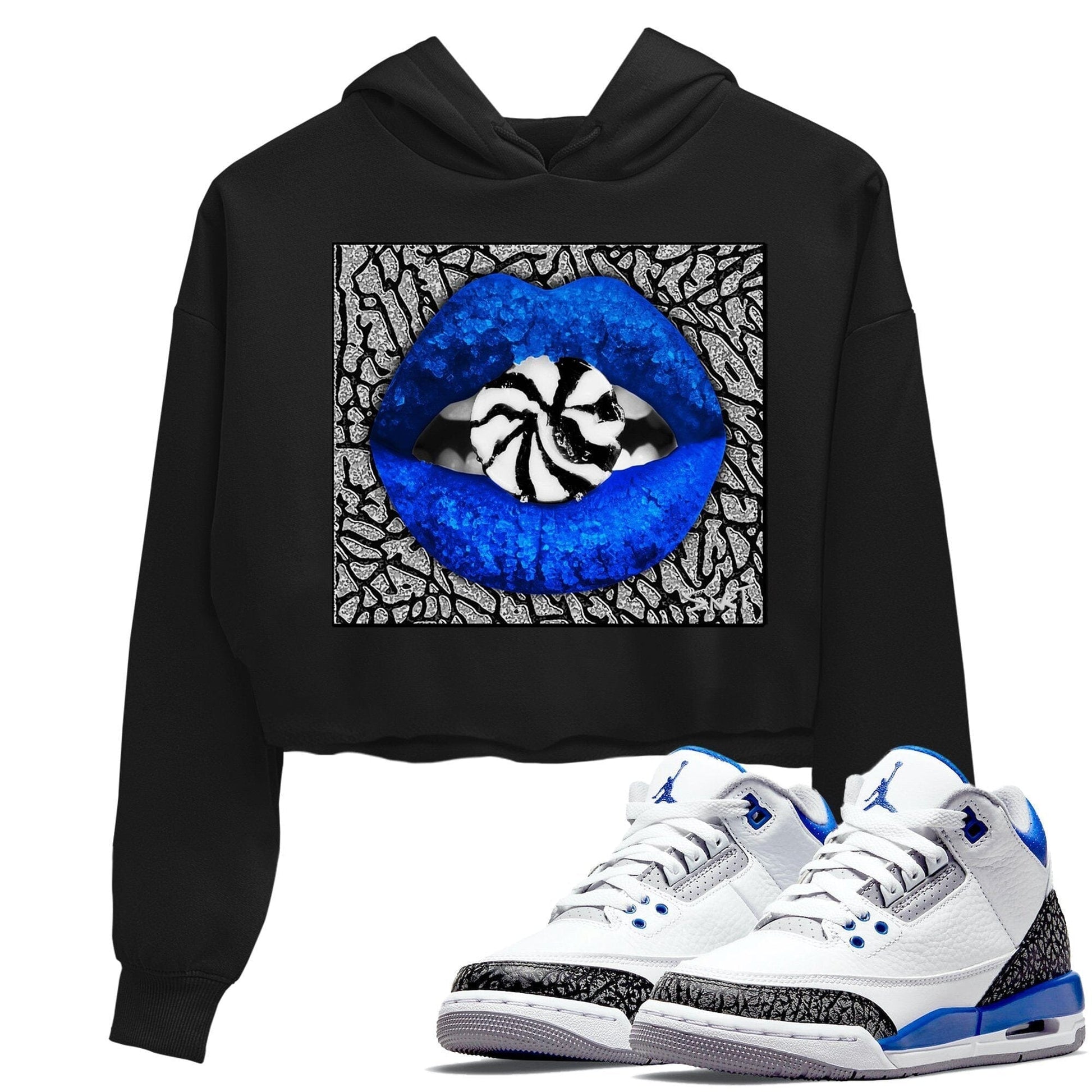 Jordan 3 Racer Blue Sneaker Match Tees Lips Candy Sneaker Tees Jordan 3 Racer Blue Sneaker Release Tees Women's Shirts