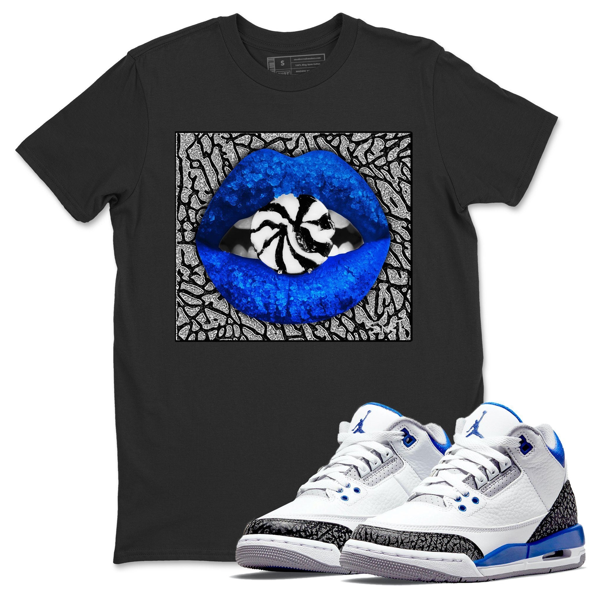 Jordan 3 Racer Blue Sneaker Match Tees Lips Candy Sneaker Tees Jordan 3 Racer Blue Sneaker Release Tees Unisex Shirts
