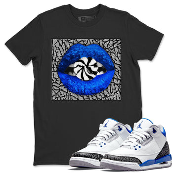 Jordan 3 Racer Blue Sneaker Match Tees Lips Candy Sneaker Tees Jordan 3 Racer Blue Sneaker Release Tees Unisex Shirts
