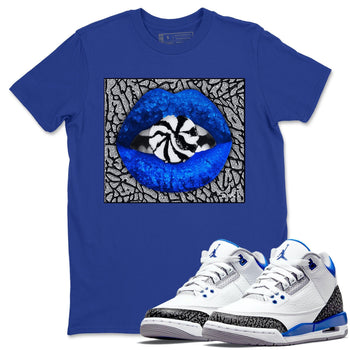 Jordan 3 Racer Blue Sneaker Match Tees Lips Candy Sneaker Tees Jordan 3 Racer Blue Sneaker Release Tees Unisex Shirts