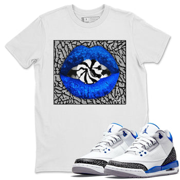 Jordan 3 Racer Blue Sneaker Match Tees Lips Candy Sneaker Tees Jordan 3 Racer Blue Sneaker Release Tees Unisex Shirts