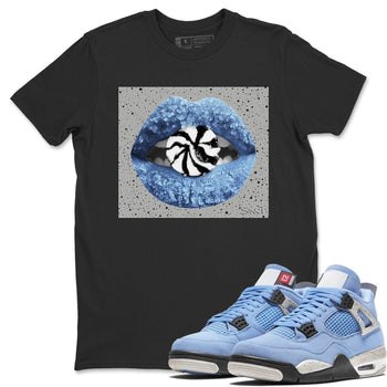 Jordan 4 University Blue Sneaker Match Tees Lips Candy Sneaker Tees Jordan 4 University Blue Sneaker Release Tees Unisex Shirts