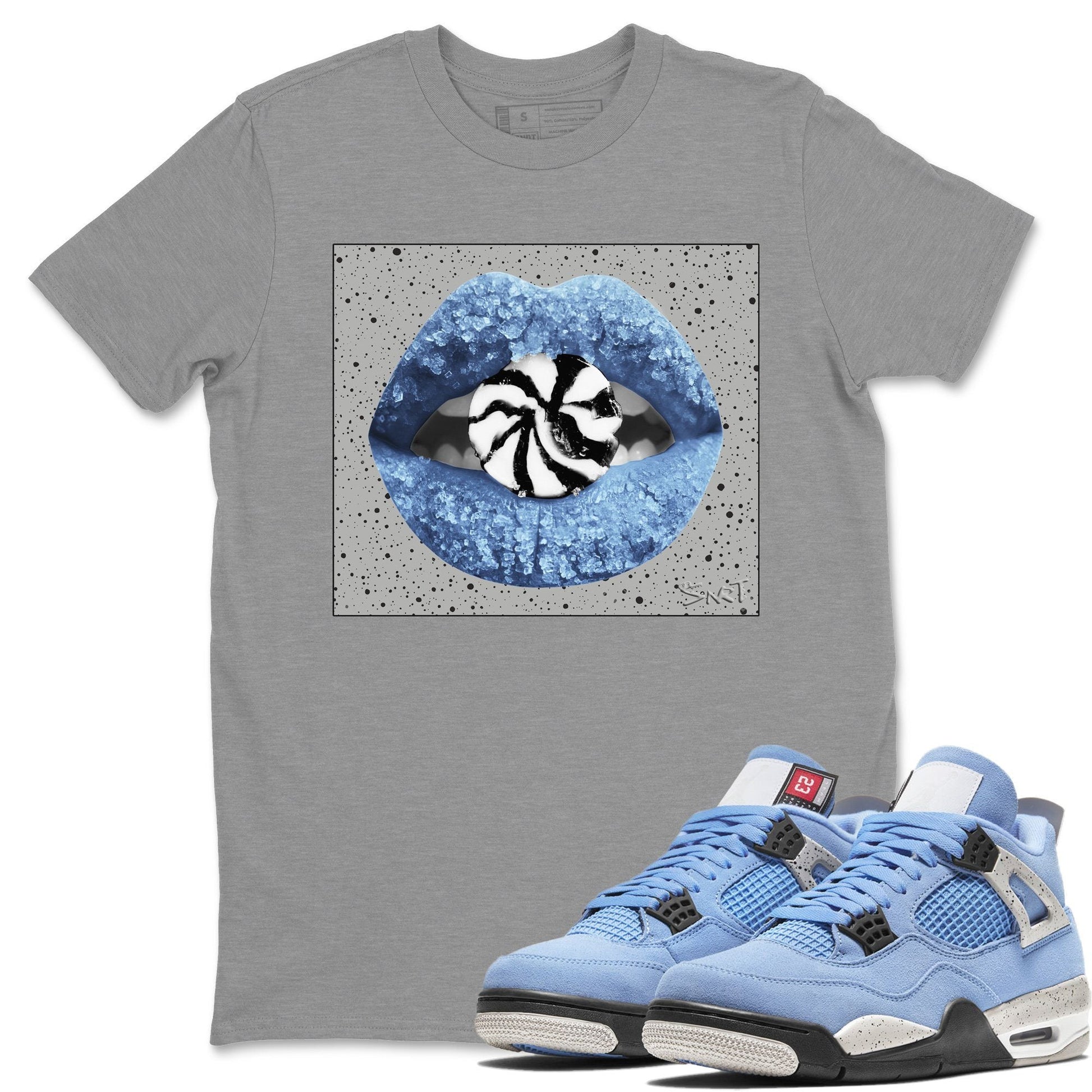 Jordan 4 University Blue Sneaker Match Tees Lips Candy Sneaker Tees Jordan 4 University Blue Sneaker Release Tees Unisex Shirts