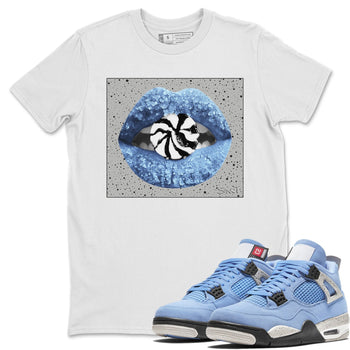 Jordan 4 University Blue Sneaker Match Tees Lips Candy Sneaker Tees Jordan 4 University Blue Sneaker Release Tees Unisex Shirts