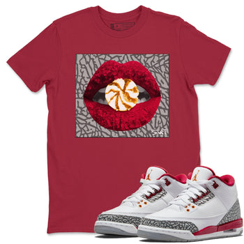 Jordan 3 Cardinal Sneaker Match Tees Lips Candy Sneaker Tees Jordan 3 Cardinal Sneaker Release Tees Unisex Shirts