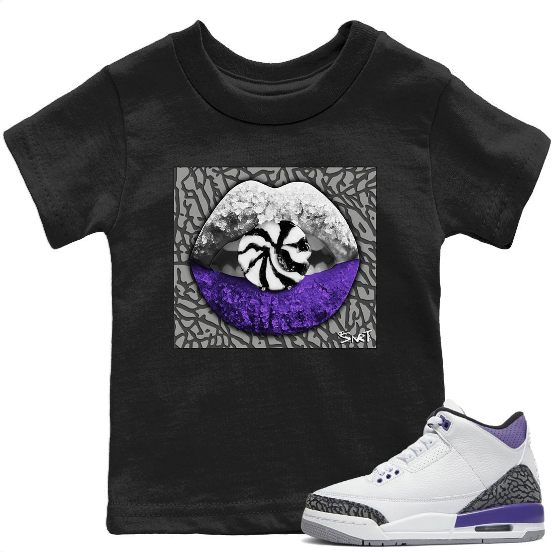 Jordan 3 Dark Iris Sneaker Match Tees Lips Candy Sneaker Tees Jordan 3 Dark Iris Sneaker Release Tees Kids Shirts