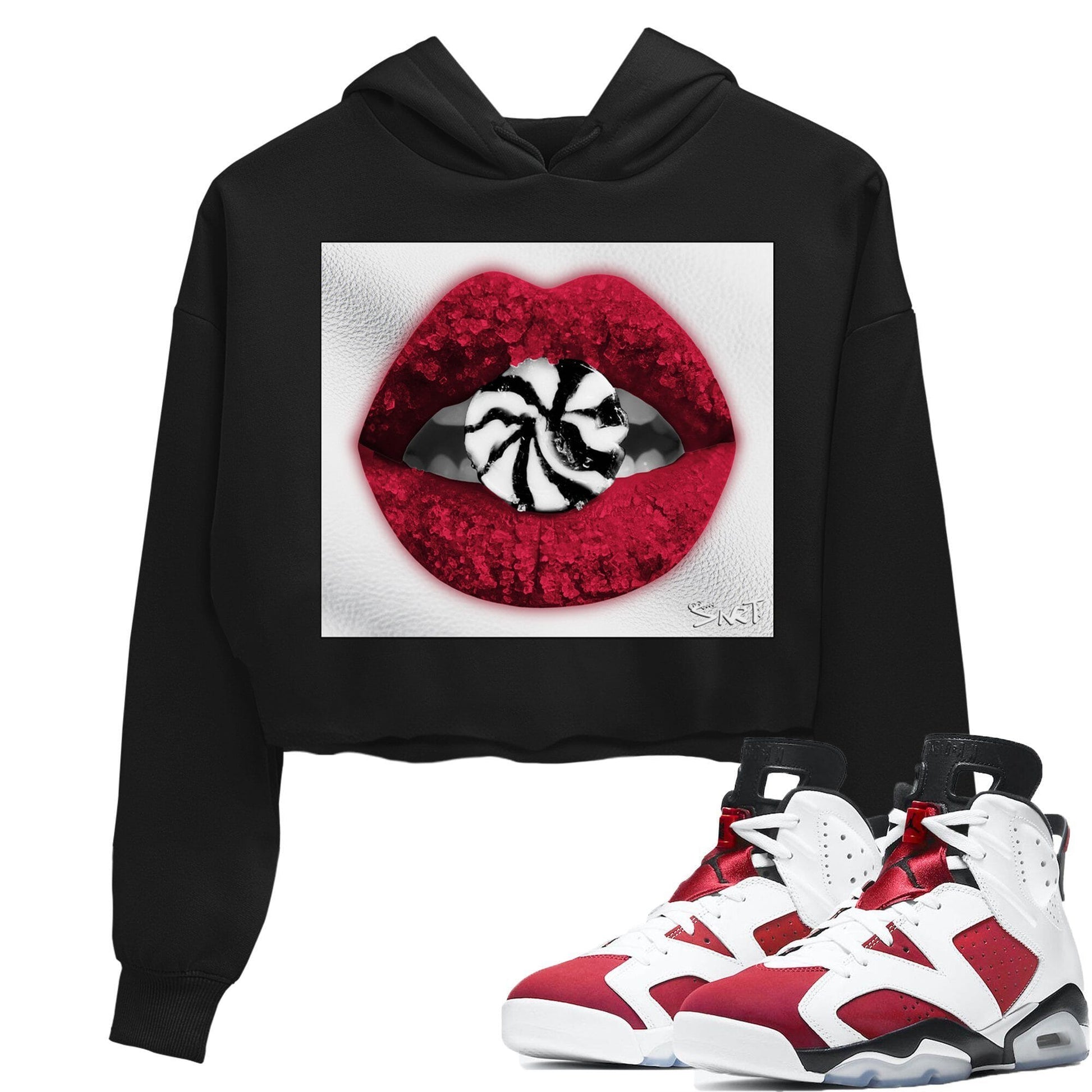 Jordan 6 Carmine Sneaker Match Tees Lips Candy Sneaker Tees Jordan 6 Carmine Sneaker Release Tees Women's Shirts