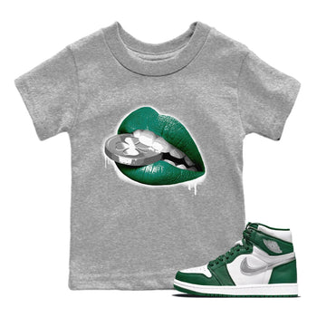 Jordan 1 Gorge Green Sneaker Match Tees Lips Coin Sneaker Tees Jordan 1 Gorge Green Sneaker Release Tees Kids Shirts