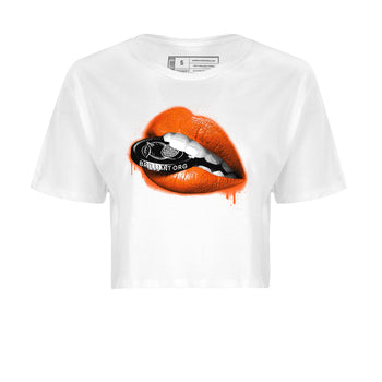 Air Jordan 12 Brilliant Orange Sneaker Match Tees Lips Coin Sneaker Tees 12s Brilliant Orange Tee Women's Shirts White 2