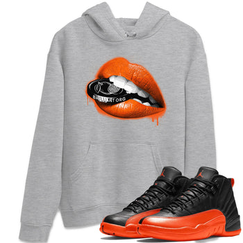 Air Jordan 12 Brilliant Orange Sneaker Match Tees Lips Coin Sneaker Tees 12s Brilliant Orange Tee Unisex Shirts Heather Grey 1