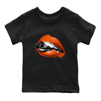 Air Jordan 12 Brilliant Orange Sneaker Match Tees Lips Coin Sneaker Tees 12s Brilliant Orange Tee Kids Shirts Black 2