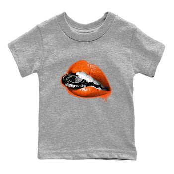 Air Jordan 12 Brilliant Orange Sneaker Match Tees Lips Coin Sneaker Tees 12s Brilliant Orange Tee Kids Shirts Heather Grey 2