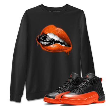 Air Jordan 12 Brilliant Orange Sneaker Match Tees Lips Coin Sneaker Tees 12s Brilliant Orange Tee Unisex Shirts Black 1
