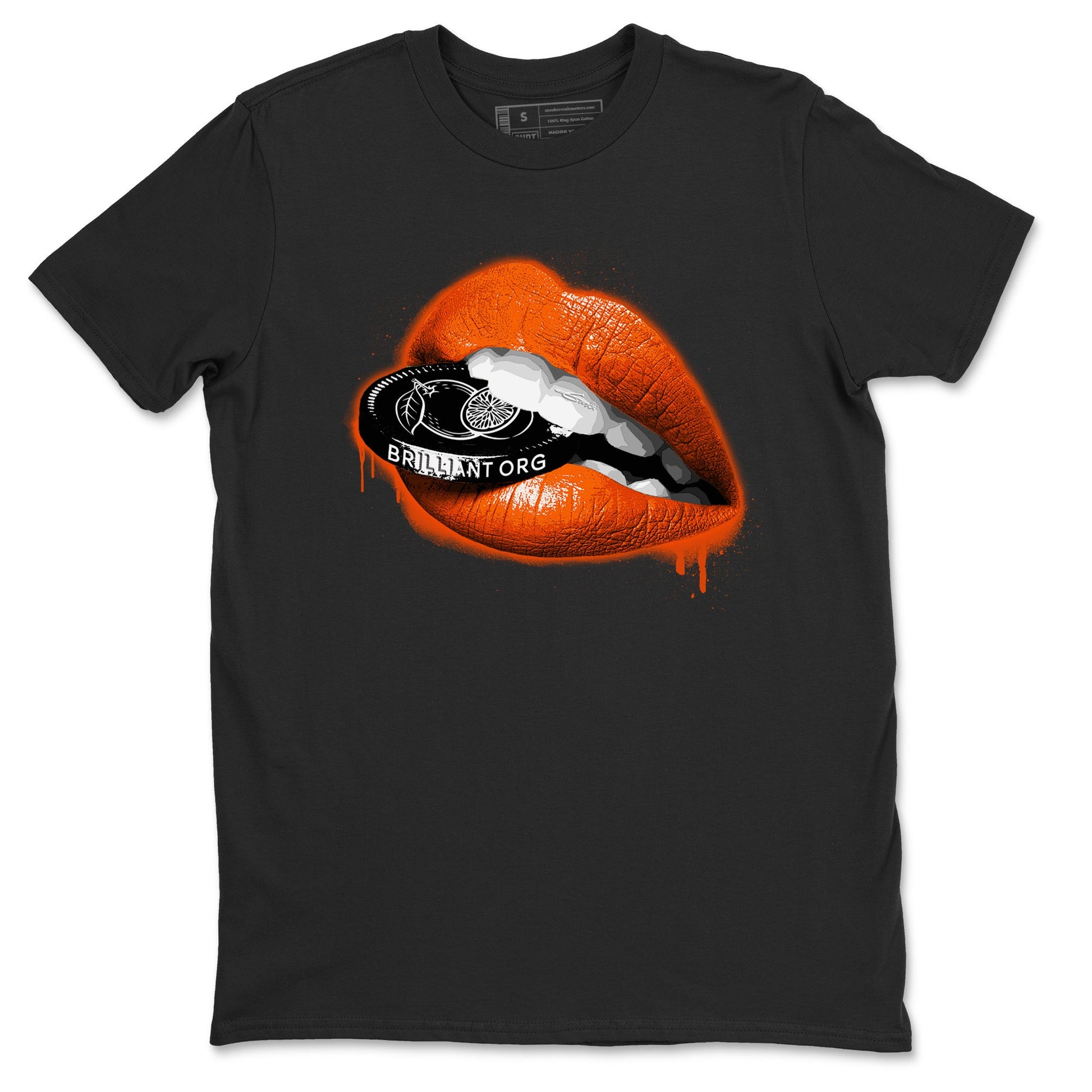 Air Jordan 12 Brilliant Orange Sneaker Match Tees Lips Coin Sneaker Tees 12s Brilliant Orange Tee Unisex Shirts Black 2
