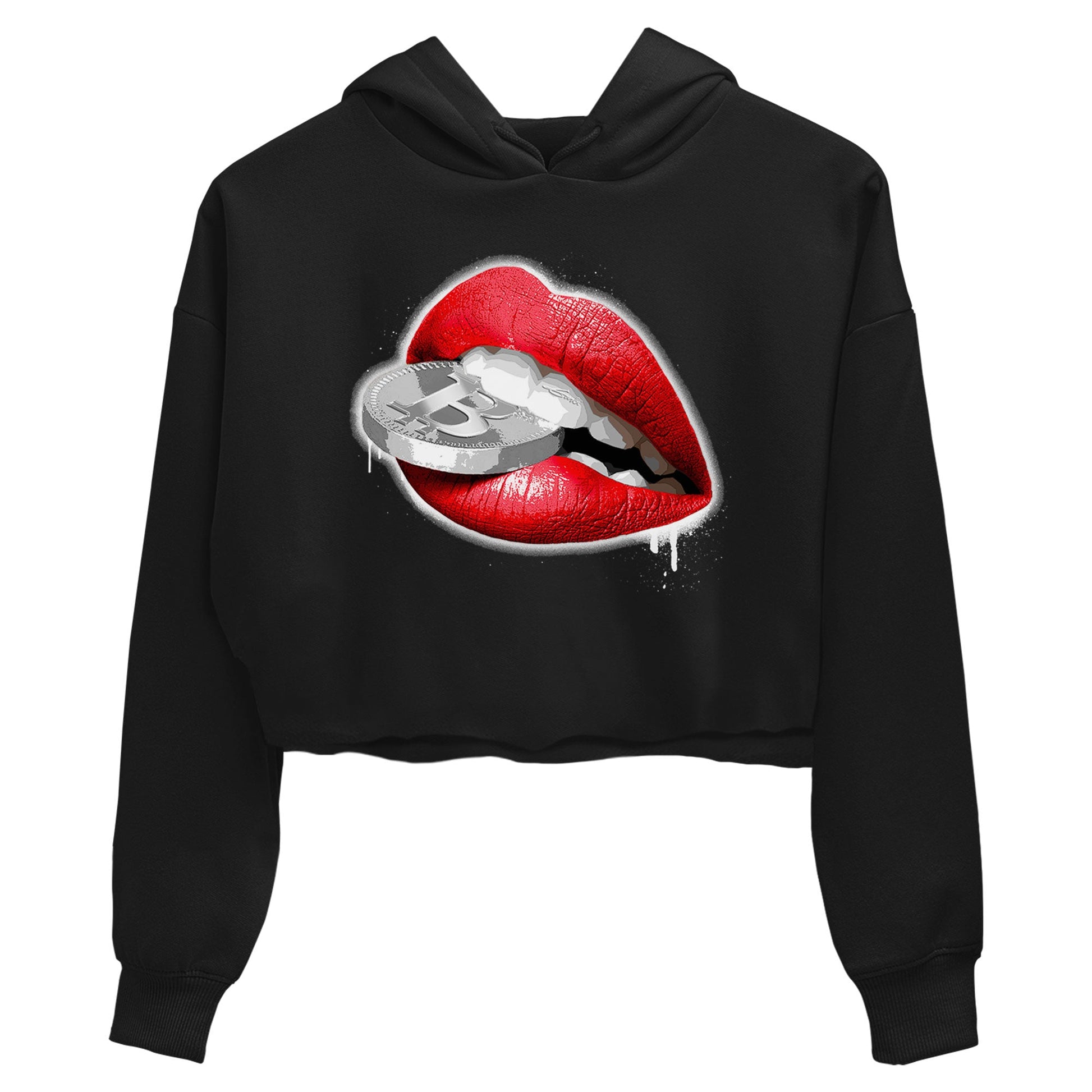 12s Cherry shirt to match jordans Lips Coin sneaker tees Air Jordan 12 Cherry SNRT Sneaker Release Tees Black 2 Crop T-Shirt
