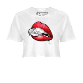 12s Cherry shirt to match jordans Lips Coin sneaker tees Air Jordan 12 Cherry SNRT Sneaker Release Tees White 2 Crop T-Shirt