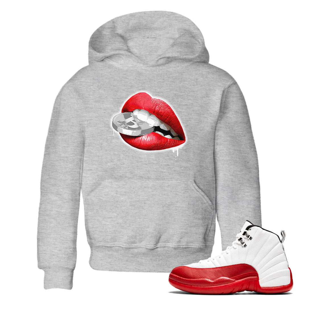 12s Cherry shirt to match jordans Lips Coin sneaker tees Air Jordan 12 Cherry SNRT Sneaker Release Tees Baby Toddler Heather Grey 1 T-Shirt