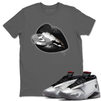 Air Jordan 14 Metallic Silver Lips Coin Crew Neck Sneaker Tees Jordan 14 WMNS Metallic Silver Sneaker T-Shirts Size Chart