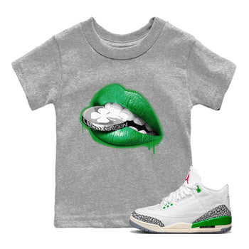 Air Jordan 3 Lucky Green Lips Coin Baby and Kids Sneaker Tees Air Jordan 3 WMNS Lucky Green Kids Sneaker Tees Size Chart