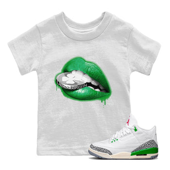 Air Jordan 3 Lucky Green Sneaker Match Tees Lips Coin Sneaker Tees Air Jordan 3 WMNS Lucky Green Sneaker Release Tees Kids Shirts White 1