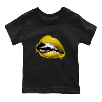 Air Jordan 4 Thunder Sneaker Match Tees Lips Coin Sneaker Tees Air Jordan 4 Retro Thunder Sneaker Release Tees Kids Shirts Black 2