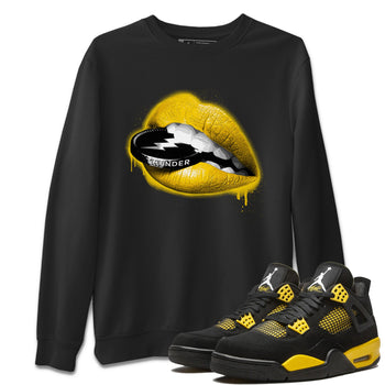 Air Jordan 4 Thunder Sneaker Match Tees Lips Coin Sneaker Tees Air Jordan 4 Retro Thunder Sneaker Release Tees Unisex Shirts Black 1