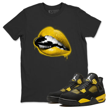 Air Jordan 4 Thunder Sneaker Match Tees Lips Coin Sneaker Tees Air Jordan 4 Retro Thunder Sneaker Release Tees Unisex Shirts Black 1