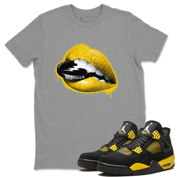 Air Jordan 4 Thunder Sneaker Match Tees Lips Coin Sneaker Tees Air Jordan 4 Retro Thunder Sneaker Release Tees Unisex Shirts Heather Grey 1