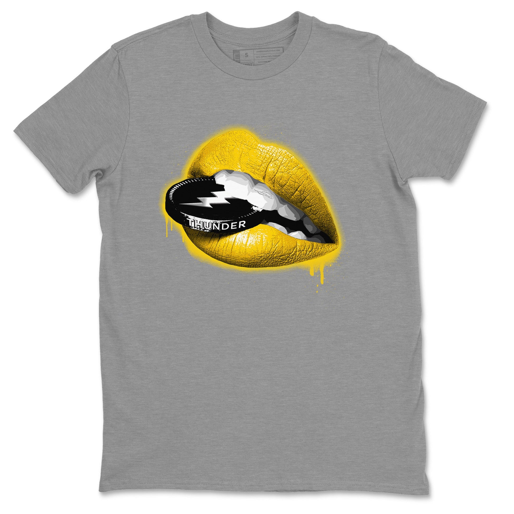 Air Jordan 4 Thunder Sneaker Match Tees Lips Coin Sneaker Tees Air Jordan 4 Retro Thunder Sneaker Release Tees Unisex Shirts Heather Grey 2