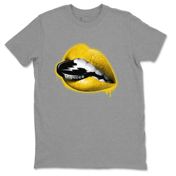 Air Jordan 4 Thunder Sneaker Match Tees Lips Coin Sneaker Tees Air Jordan 4 Retro Thunder Sneaker Release Tees Unisex Shirts Heather Grey 2