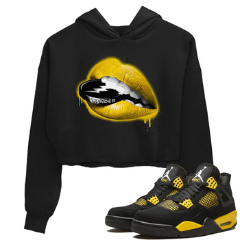 Air Jordan 4 Thunder Sneaker Match Tees Lips Coin Sneaker Tees Air Jordan 4 Retro Thunder Sneaker Release Tees Women's Shirts Black 1