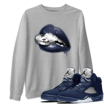 Midnight Navy 5s shirt to match jordans Lips Coin sneaker tees Air Jordan 5 Retro Midnight Navy SNRT Sneaker Release Tees Unisex Heather Grey 1 T-Shirt