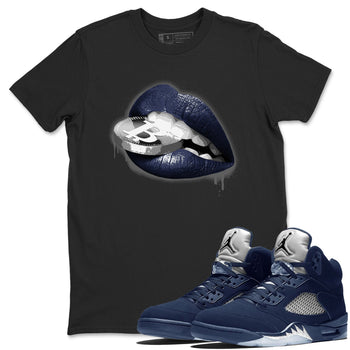 Midnight Navy 5s shirt to match jordans Lips Coin sneaker tees Air Jordan 5 Retro Midnight Navy SNRT Sneaker Release Tees Unisex Black 1 T-Shirt
