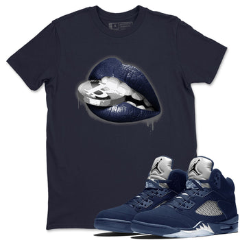 Midnight Navy 5s shirt to match jordans Lips Coin sneaker tees Air Jordan 5 Retro Midnight Navy SNRT Sneaker Release Tees Unisex Navy 1 T-Shirt