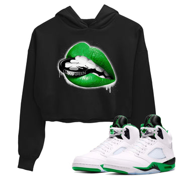 AJ5 Retro Lucky Green shirt to match jordans Lips Coin sneaker tees Air Jordan 5 Retro Lucky Green SNRT Sneaker Tees Casual Crew Neck T-Shirt Black 1 Crop T-Shirt