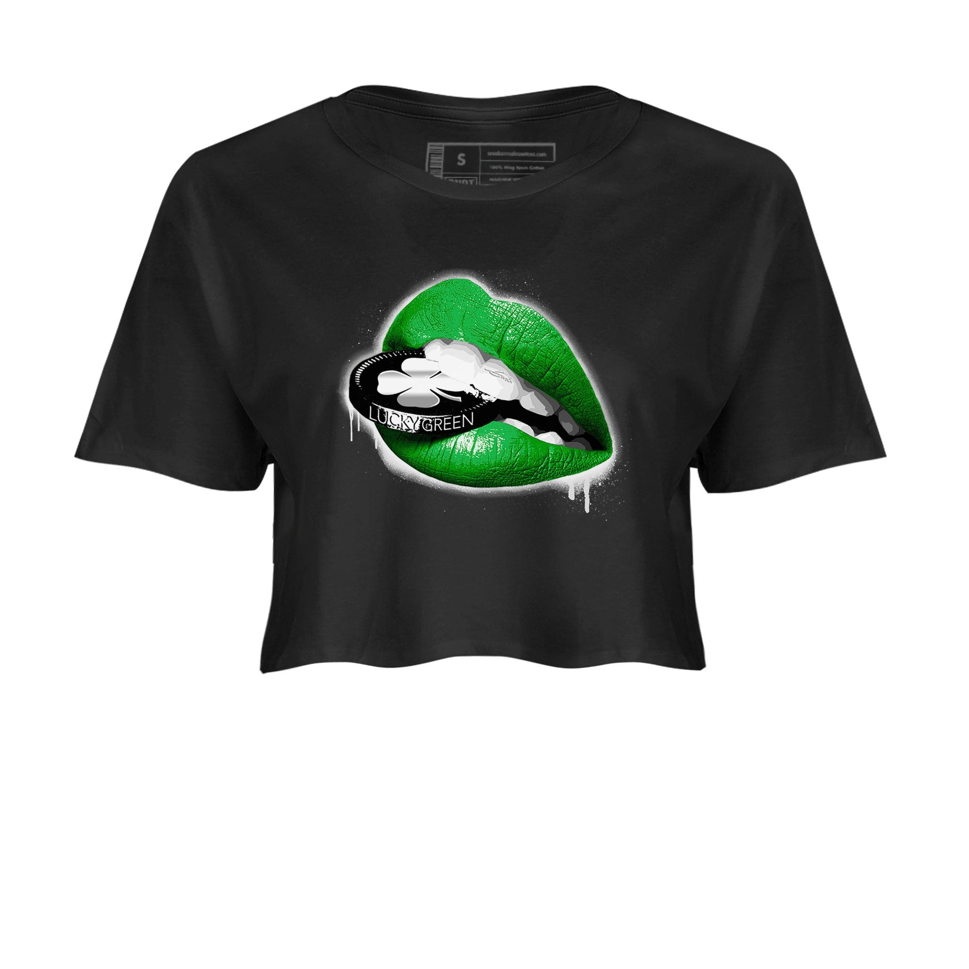 AJ5 Retro Lucky Green shirt to match jordans Lips Coin sneaker tees Air Jordan 5 Retro Lucky Green SNRT Sneaker Tees Casual Crew Neck T-Shirt Black 2 Crop T-Shirt