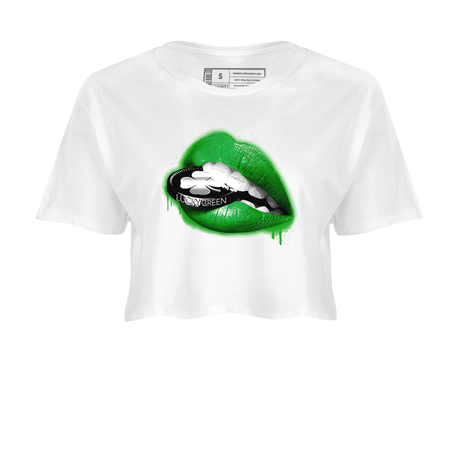 AJ5 Retro Lucky Green shirt to match jordans Lips Coin sneaker tees Air Jordan 5 Retro Lucky Green SNRT Sneaker Tees Casual Crew Neck T-Shirt White 2 Crop T-Shirt