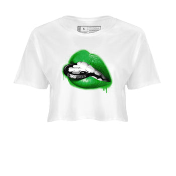 AJ5 Retro Lucky Green shirt to match jordans Lips Coin sneaker tees Air Jordan 5 Retro Lucky Green SNRT Sneaker Tees Casual Crew Neck T-Shirt White 2 Crop T-Shirt