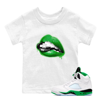 AJ5 Retro Lucky Green shirt to match jordans Lips Coin sneaker tees Air Jordan 5 Retro Lucky Green SNRT Sneaker Tees Casual Crew Neck T-Shirt Baby Toddler White 1 T-Shirt