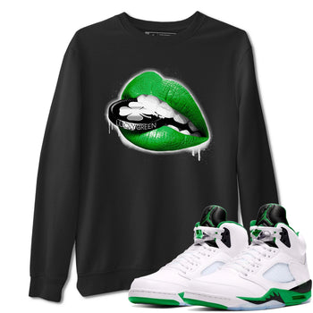 AJ5 Retro Lucky Green shirt to match jordans Lips Coin sneaker tees Air Jordan 5 Retro Lucky Green SNRT Sneaker Tees Casual Crew Neck T-Shirt Unisex Black 1 T-Shirt