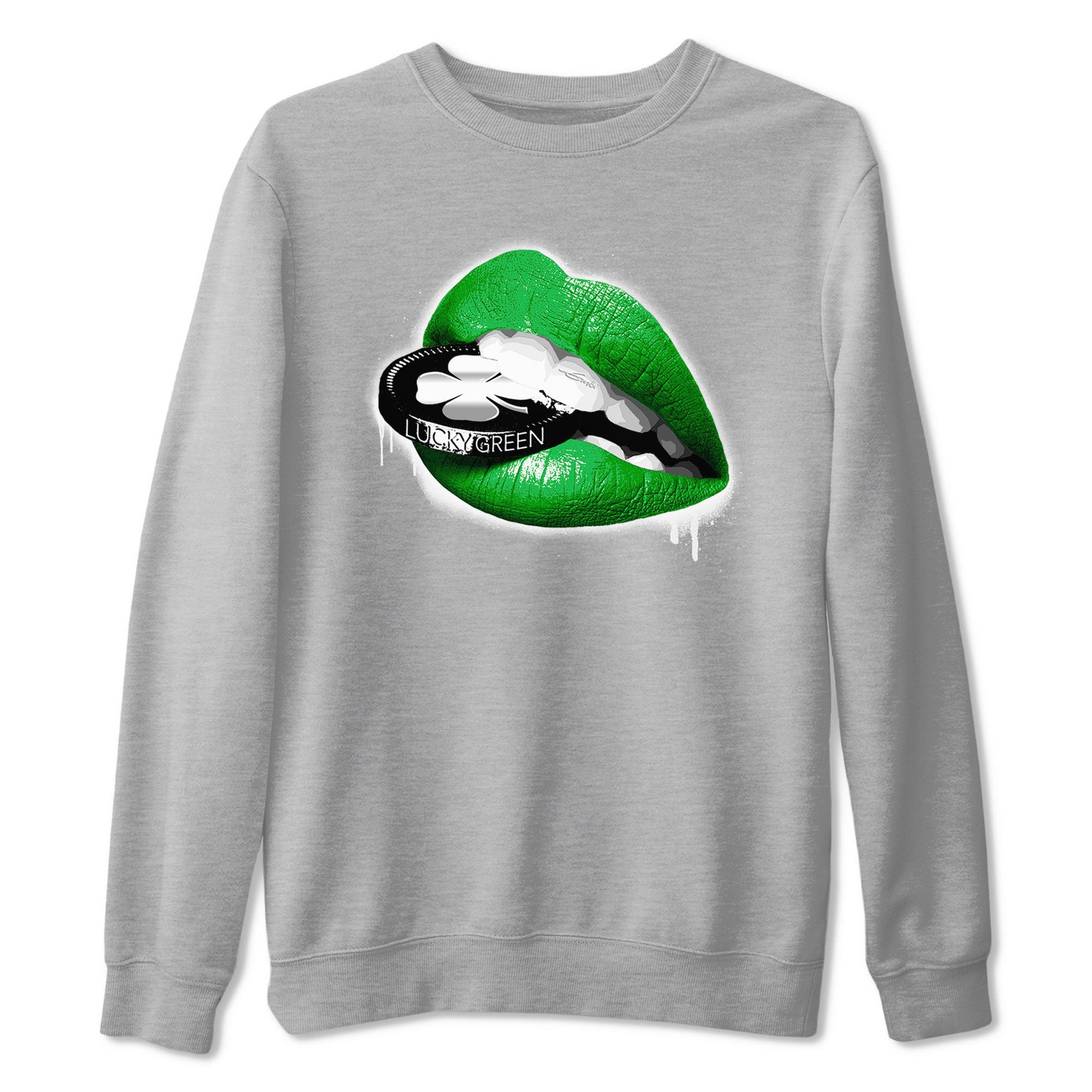 AJ5 Retro Lucky Green shirt to match jordans Lips Coin sneaker tees Air Jordan 5 Retro Lucky Green SNRT Sneaker Tees Casual Crew Neck T-Shirt Unisex Heather Grey 2 T-Shirt